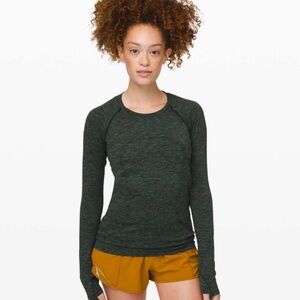 Lululemon Swiftly Speed Long Sleeve Black / Deep Coal / Clean Green / Azure